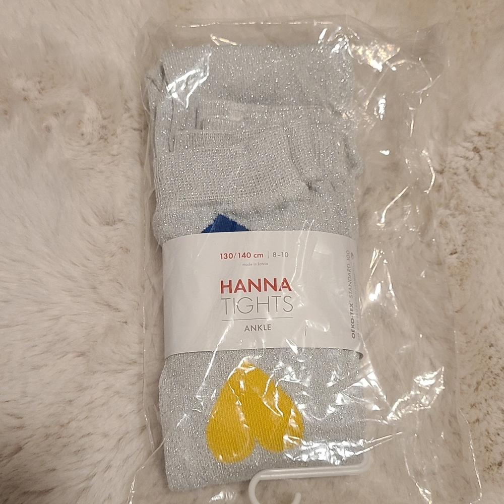 Hanna Andersson Silver Ankle Tights with Hearts